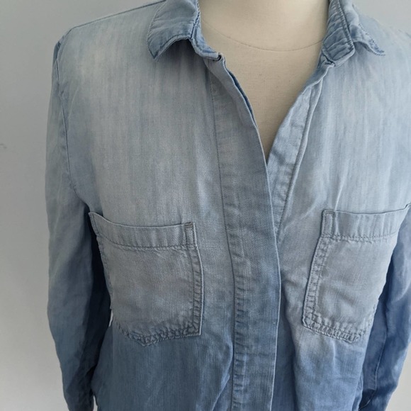 Cloth & Stone Tencel Lyocell Size Small Oversized Bleach Button Down Denim - Picture 7 of 8